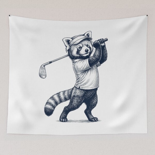 Item preview, Vintage Red Panda Playing Golf Golfer Animal Lover designed and sold by TerryConnells.