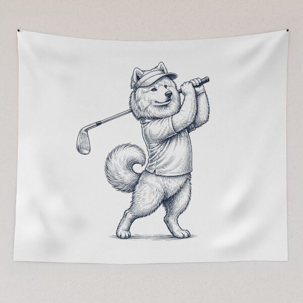 Item preview, Vintage Samoyed Playing Golf Golfer Dog Lover designed and sold by TerryConnells.