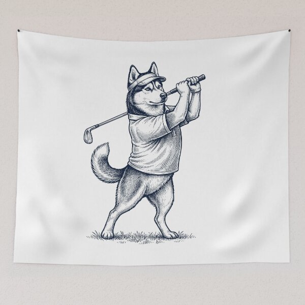 Item preview, Vintage Siberian Husky Playing Golf Golfer Dog Lover designed and sold by TerryConnells.