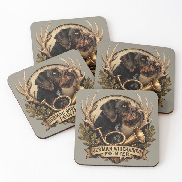 Item preview, German Wirehaired Pointer,  Hunting Horn Art  designed and sold by TammyHunterArt.