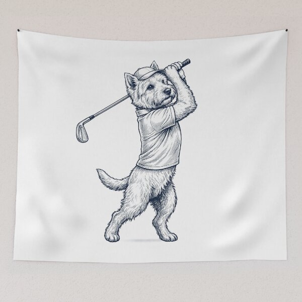 Item preview, Vintage West Highland White Terrier Playing Golf Golfer Dog Lover designed and sold by TerryConnells.