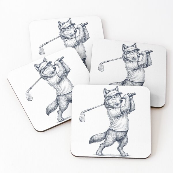 Item preview, Vintage Wolf Playing Golf Golfer Animal Lover designed and sold by TerryConnells.
