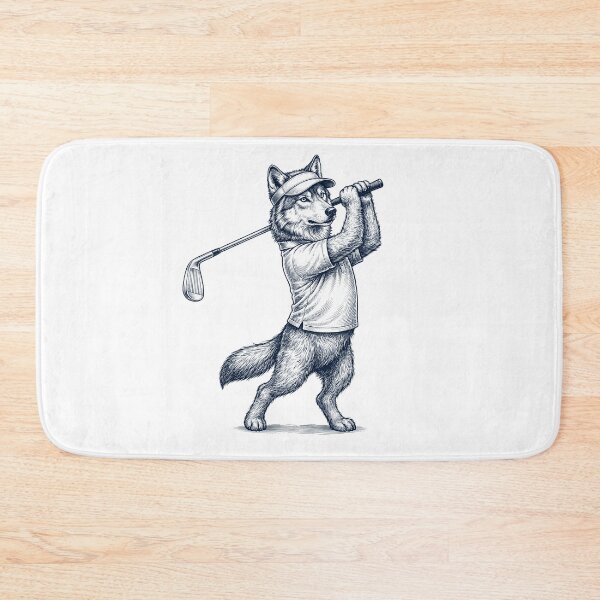 Item preview, Vintage Wolf Playing Golf Golfer Animal Lover designed and sold by TerryConnells.
