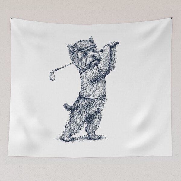 Item preview, Vintage Yorkshire Terrier Playing Golf Golfer Dog Lover designed and sold by TerryConnells.