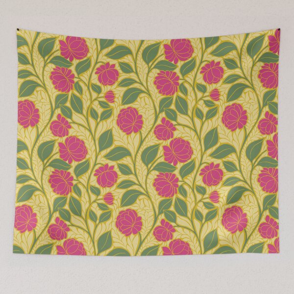 Item preview, Large Bold Magenta Peony Floral Art Nouveau Botanical Pattern designed and sold by DColourMuse.