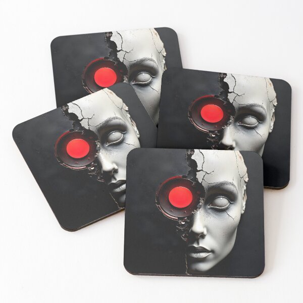 Item preview, Synthetic Gaze – Broken Android Portrait designed and sold by Huskyyy Designs.