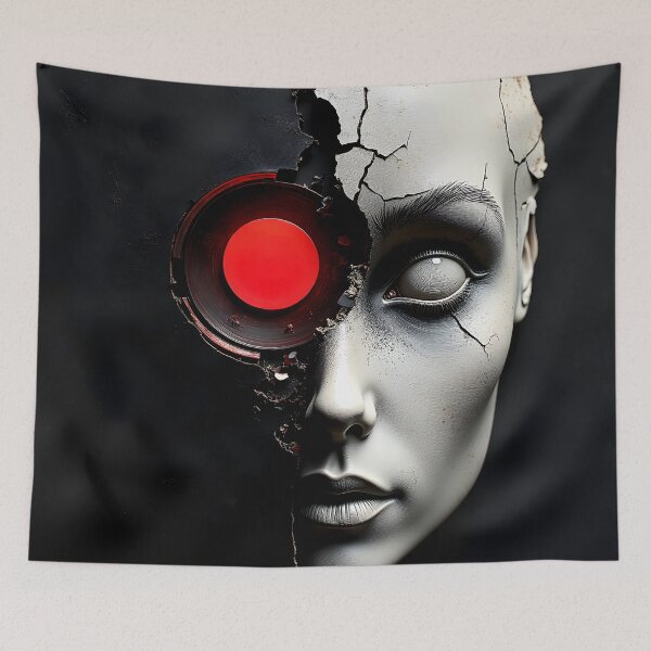 Item preview, Synthetic Gaze – Broken Android Portrait designed and sold by Huskyyy Designs.