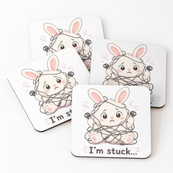 Item preview, Bunny Stuck in Headphone Wires Oops Moment designed and sold by Sadia  Jannat.