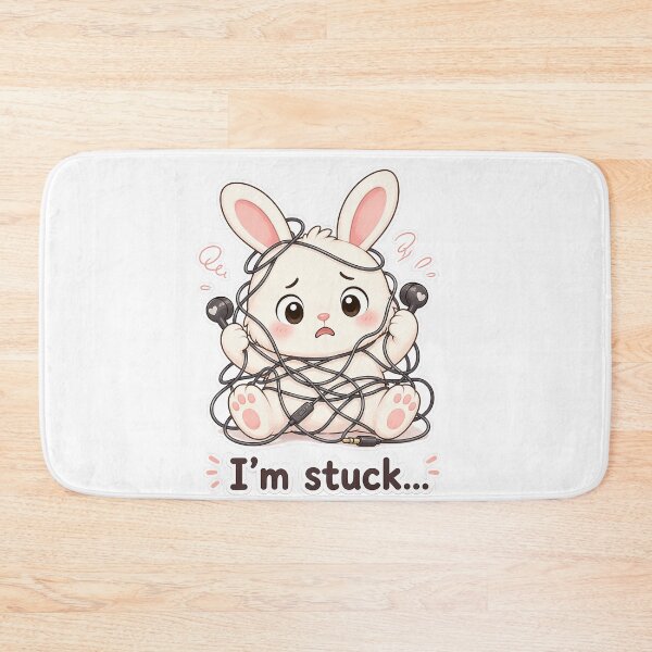 Item preview, Bunny Stuck in Headphone Wires Oops Moment designed and sold by Sadia  Jannat.