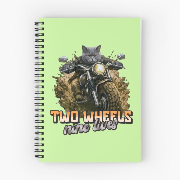 Item preview, British Shorthair Motorcycle Art – Two Wheels Nine Lives Biker Cat Print Design designed and sold by PixelsPaws.