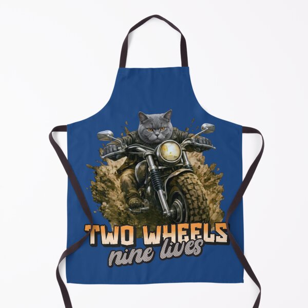 Item preview, British Shorthair Motorcycle Art – Two Wheels Nine Lives Biker Cat Print Design designed and sold by PixelsPaws.