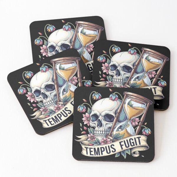 Item preview, Tempus Fugit Skull Hourglass and Flowers designed and sold by nuel-art.