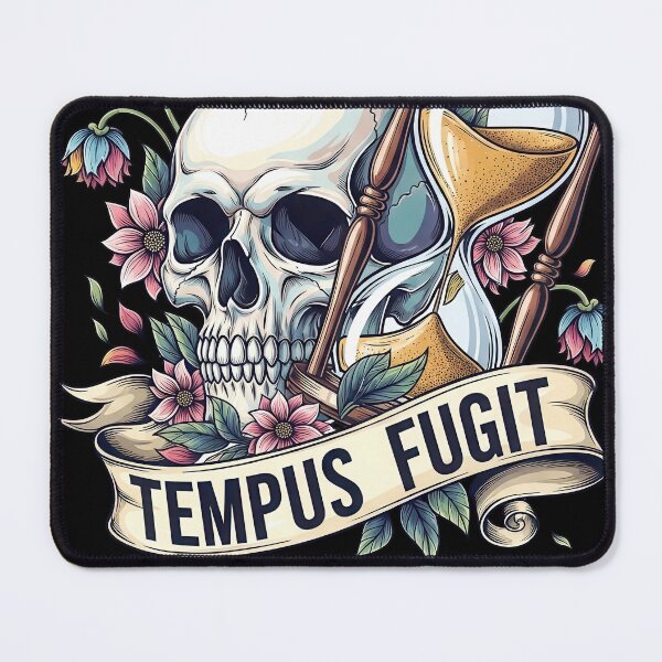 Item preview, Tempus Fugit Skull Hourglass and Flowers designed and sold by nuel-art.