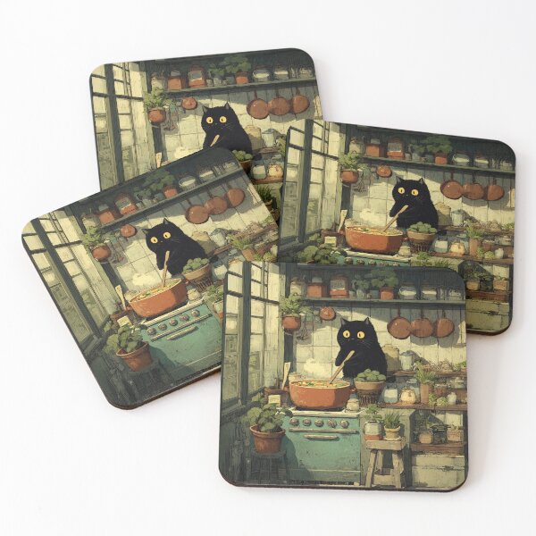 Item preview, Black Cat Cooking Vegetable Soup designed and sold by Erika Kaisersot.