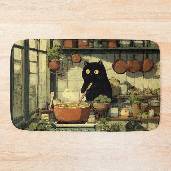 Item preview, Black Cat Cooking Vegetable Soup designed and sold by Erika Kaisersot.