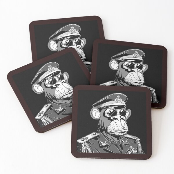 Item preview, Commander Chimp Black and White Cartoon Portrait designed and sold by inkoutninja.