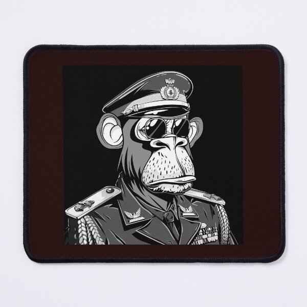 Item preview, Commander Chimp Black and White Cartoon Portrait designed and sold by inkoutninja.