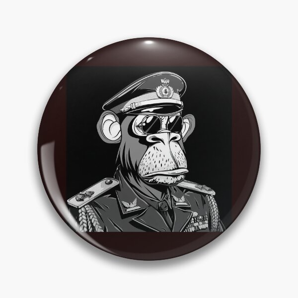 Item preview, Commander Chimp Black and White Cartoon Portrait designed and sold by inkoutninja.