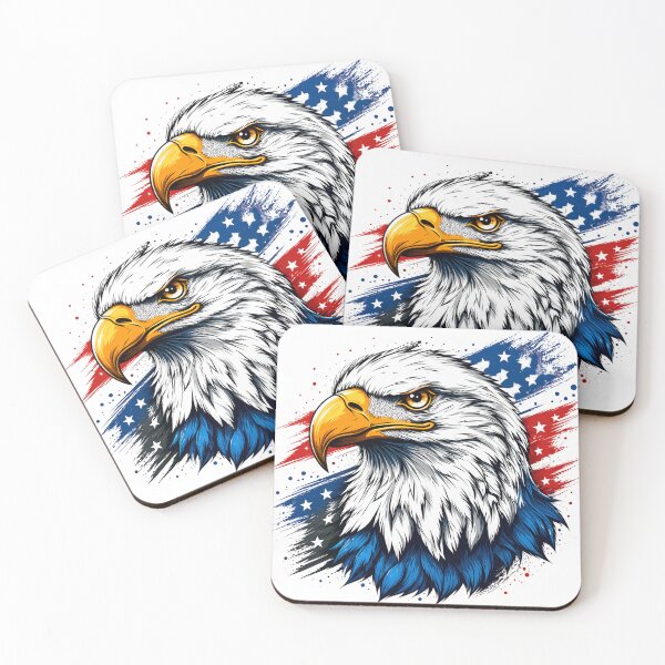 Item preview, Patriotic Bald Eagle Head Illustration – American Flag Art, Freedom Eagle Graphic, USA Pride T-Shirt Design designed and sold by Kanvasly.