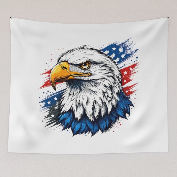 Item preview, Patriotic Bald Eagle Head Illustration – American Flag Art, Freedom Eagle Graphic, USA Pride T-Shirt Design designed and sold by Kanvasly.