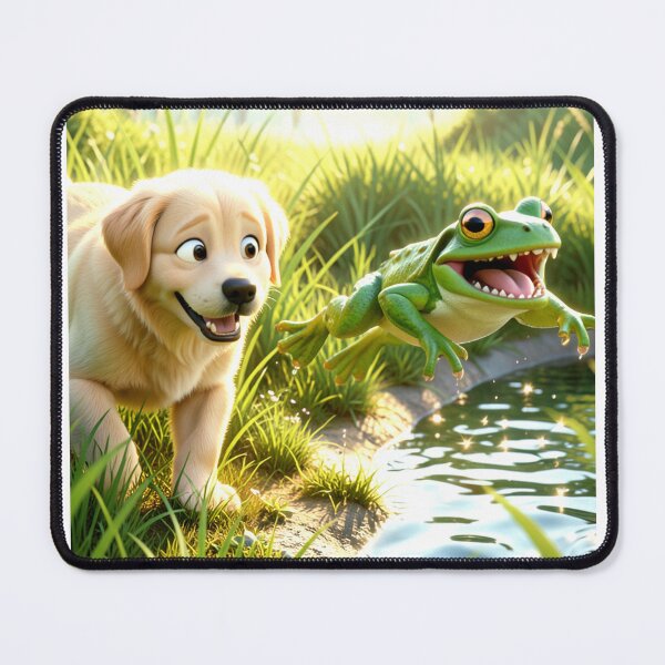 Item preview, The dog was happily chasing the frog. designed and sold by Whose-sweat.