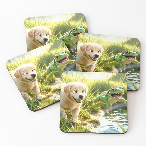 Item preview, The dog was happily chasing the frog. designed and sold by Whose-sweat.