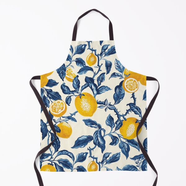 Aperçu de l'œuvre Motif citron d'Amalfi – Feuilles bleues, design méditerranéen créée et vendue par EmeraldeaArt.
