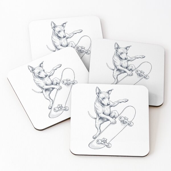 Item preview, Terrier americano sin pelo vintage, amante de los perros patinadores y skaters designed and sold by DoodleTortle.