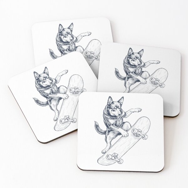 Item preview, Vintage Australian Kelpie Skateboarding Skate Dog Dad Lover designed and sold by DoodleTortle.