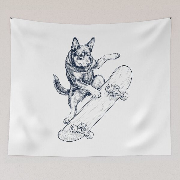 Item preview, Vintage Australian Kelpie Skateboarding Skate Dog Dad Lover designed and sold by DoodleTortle.