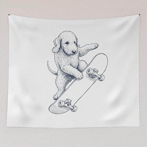 Item preview, Vintage Bedlington Terrier Skateboarding Skate Dog Dad Lover designed and sold by DoodleTortle.
