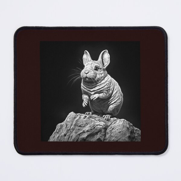 Item preview, Chinchilla on Rock Black and White Cute Animal Portrait designed and sold by inkoutninja.