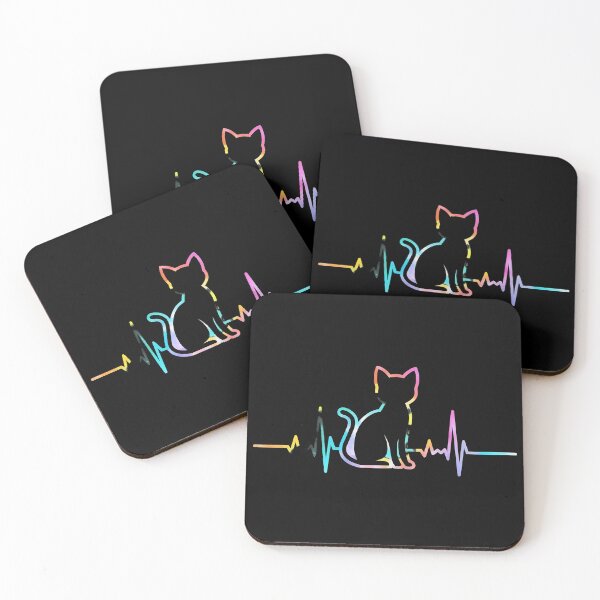 Item preview, Cat Heartbeat EKG Rainbow Silhouette designed and sold by OlyvieArt.