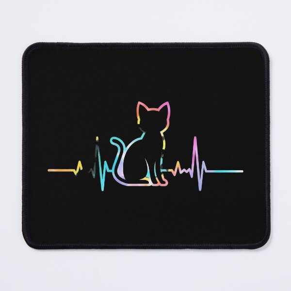 Item preview, Cat Heartbeat EKG Rainbow Silhouette designed and sold by OlyvieArt.
