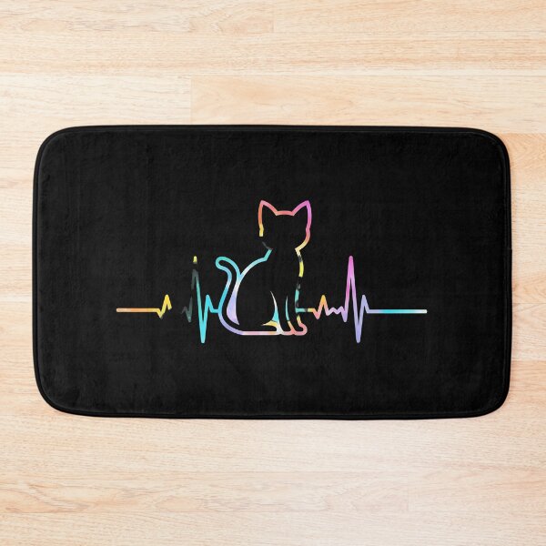 Item preview, Cat Heartbeat EKG Rainbow Silhouette designed and sold by OlyvieArt.