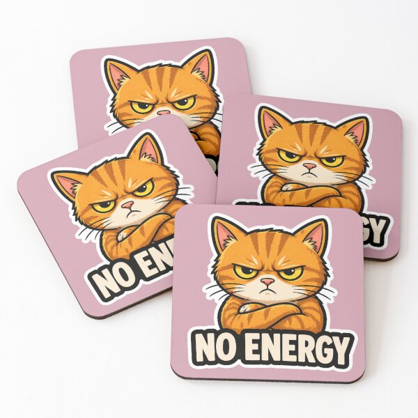 Item preview, Angry Cat No Energy Sticker | Funny Grumpy Cat Meme designed and sold by K-Vibe Design Studio.