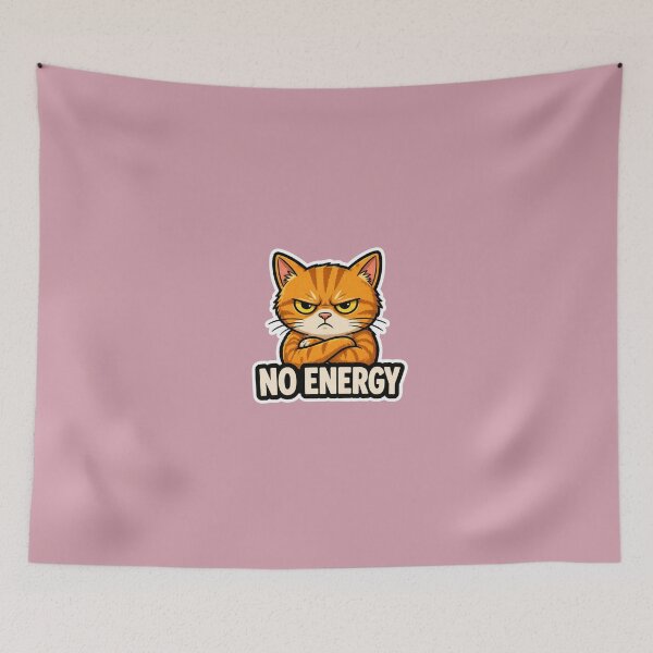 Item preview, Angry Cat No Energy Sticker | Funny Grumpy Cat Meme designed and sold by K-Vibe Design Studio.