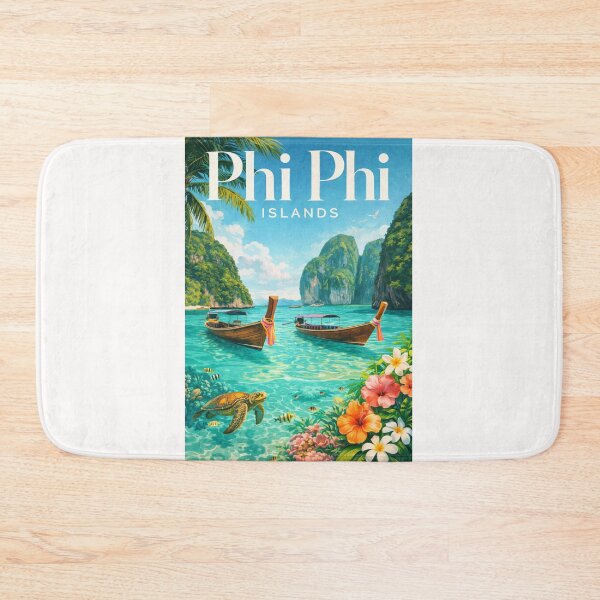 Item preview, Phi Phi Islands Krabi Andaman Sea Thailand Tropical Lagoon Boats Coastline designed and sold by Places On Earth.
