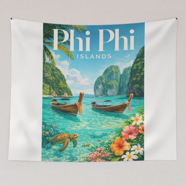 Item preview, Phi Phi Islands Krabi Andaman Sea Thailand Tropical Lagoon Boats Coastline designed and sold by Places On Earth.