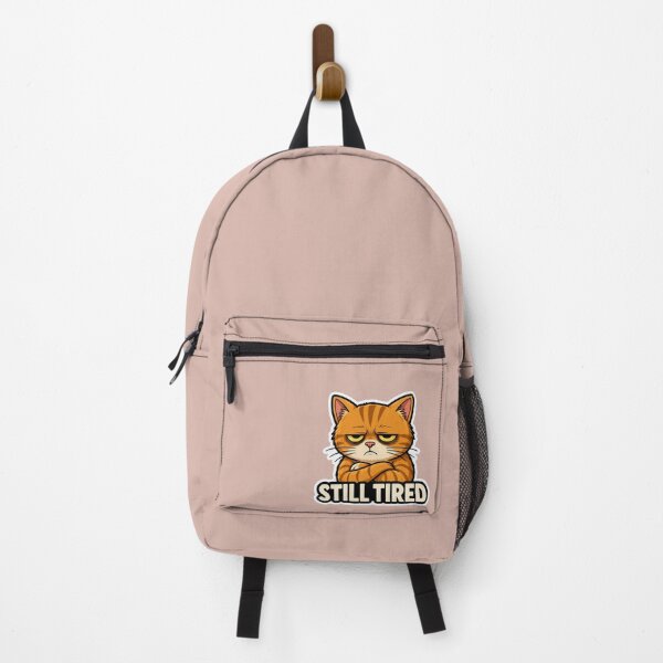 Item preview, Angry Cat Still Tired Sticker | Funny Grumpy Cat Meme designed and sold by K-Vibe Design Studio.