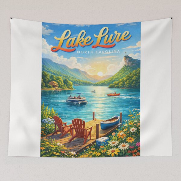 Item preview, Lake Lure North Carolina Blue Ridge Mountains Chimney Rock Sunset Waters designed and sold by Places On Earth.