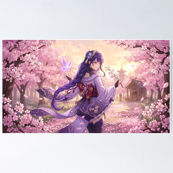 Item preview, Raiden Shogun // Genshin Impact Illustration - Sakura Anime Girl Cherry Blossom Aesthetic Art designed and sold by Astraphyllia.