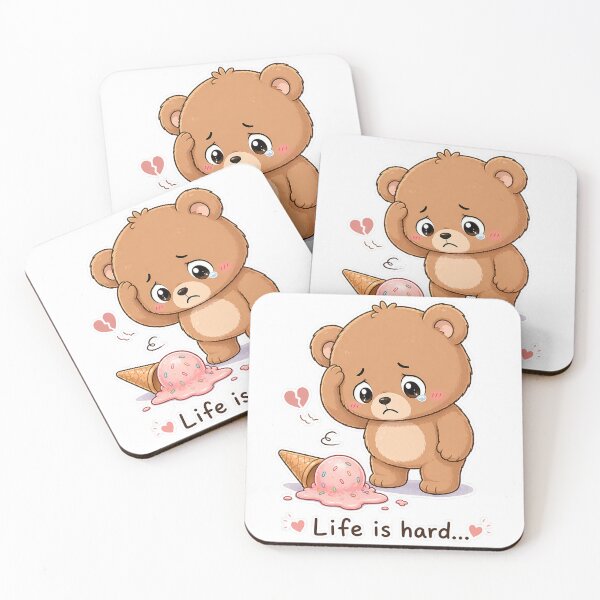 Item preview, Sad Bear Dropped Ice Cream Life Is Hard Moment designed and sold by Sadia  Jannat.