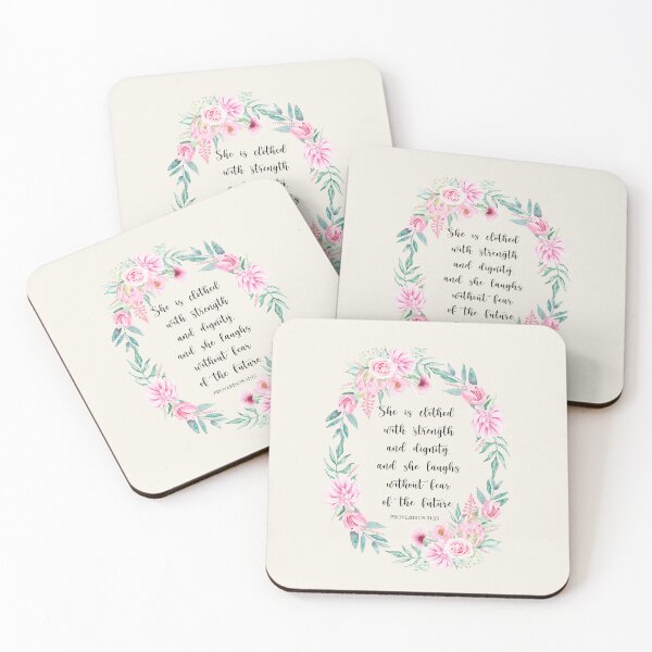 Item preview, Proverbs 31:25 – She is Clothed with Strength and Dignity | Floral Christian Wall Art | Bible Verse Gift for Women designed and sold by latiendadearyam.