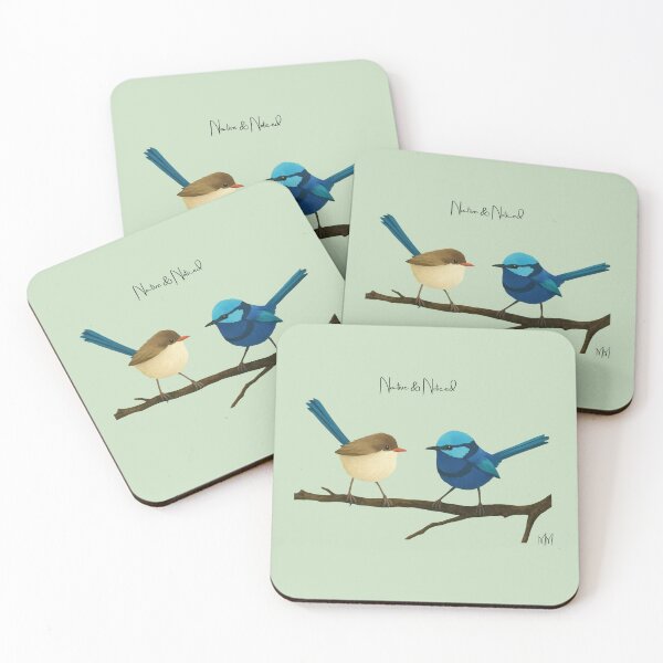 Item preview, Blue Wren Couple – Australian Native Bird Illustration | Native & Noticed Collection  designed and sold by WildPaletteMM.