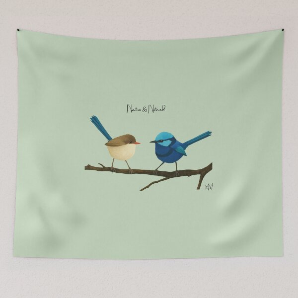 Item preview, Blue Wren Couple – Australian Native Bird Illustration | Native & Noticed Collection  designed and sold by WildPaletteMM.