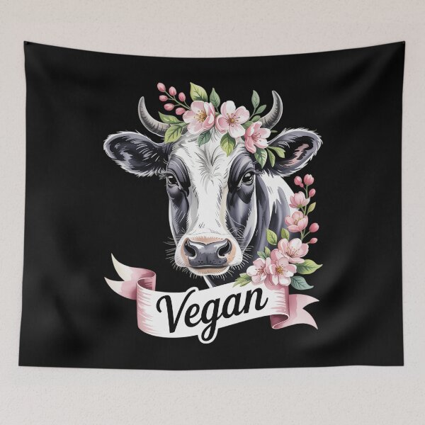 Item preview, Vegetarian Humor Tees Fashion Vegan Cow With Flower Headband designed and sold by TyraYoung.