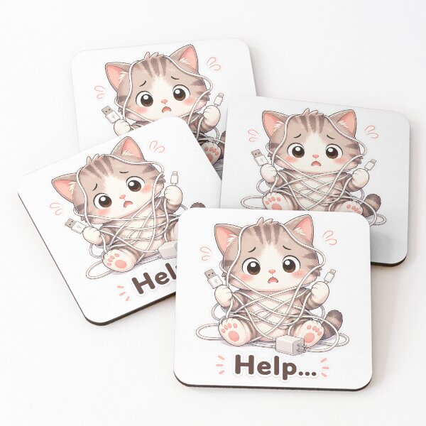 Item preview, Cat Tangled in Charging Cable designed and sold by Sadia  Jannat.