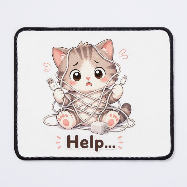 Item preview, Cat Tangled in Charging Cable designed and sold by Sadia  Jannat.