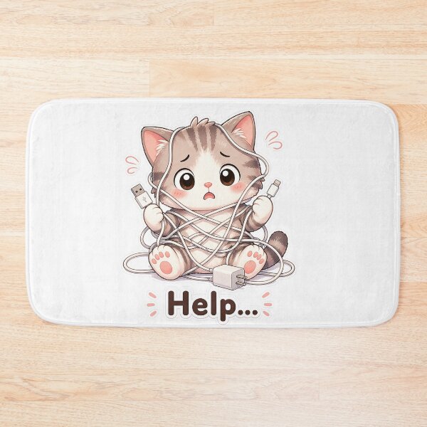 Item preview, Cat Tangled in Charging Cable designed and sold by Sadia Jannat.